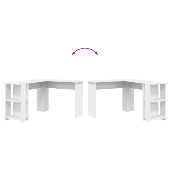 Ъглово бюро с рафт Бяло 140 x 113,5 x 75 см Инженерно дърво