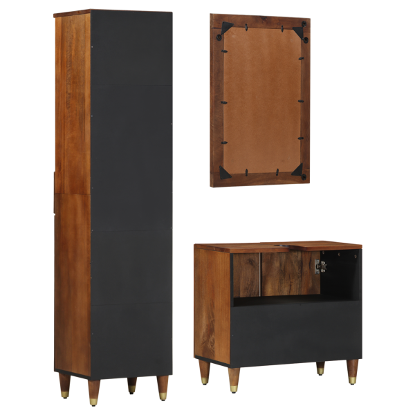 Комплект шкафове за баня с чекмедже с врата 3 pcs Меден кафяв