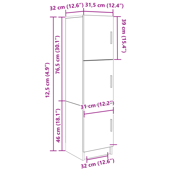 Висок шкаф Черния дъб 31.5 x 32 x 122.5 см