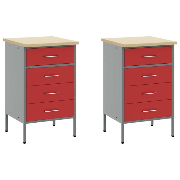 Комплект работни шкафове с чекмедже с рафт 5 pcs Червено