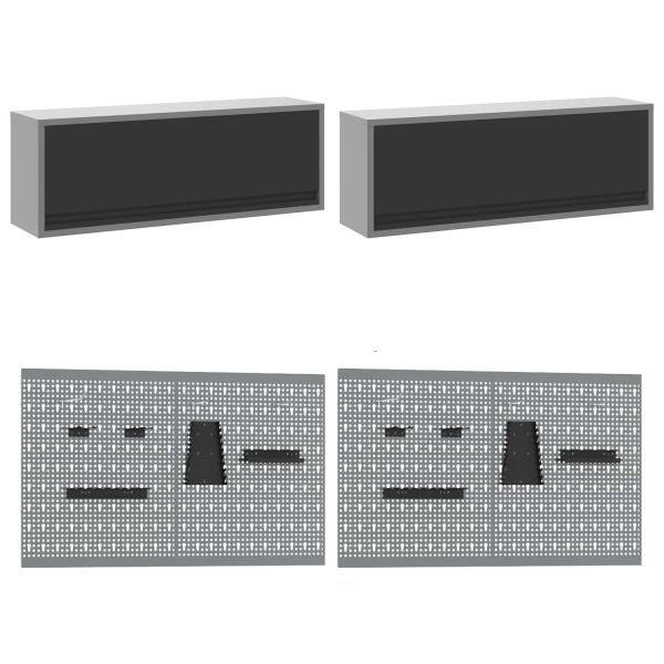 Комплект работни шкафове с чекмедже със съхранение 10 pcs Черно