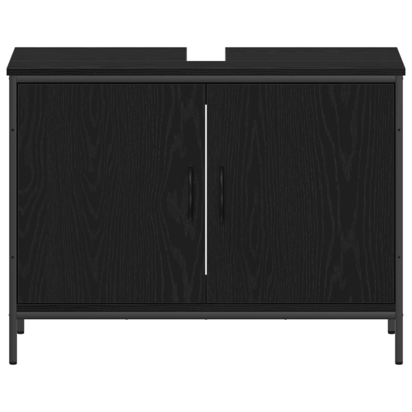 Комплект мебели за баня с рафт 4 pcs Черно Инженерно дърво