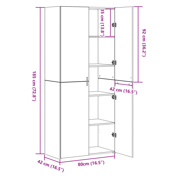 Висок шкаф 2 pcs Старо дърво 80 x 42 x 185 см