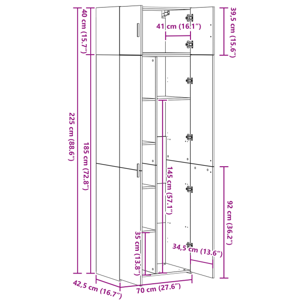 Шкаф за съхранение 3 pcs Старо дърво