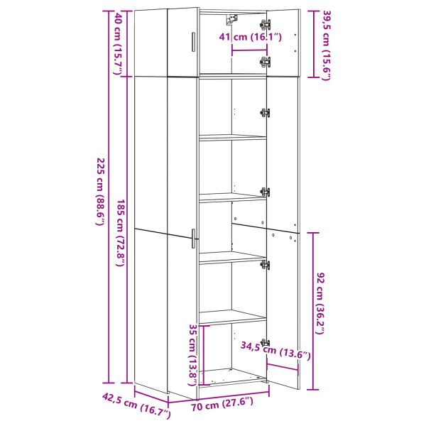 Шкаф за съхранение 3 pcs Старо дърво