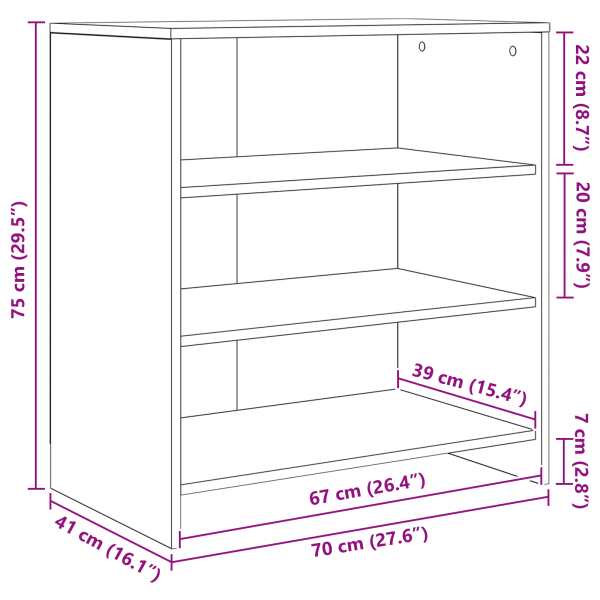 Служебен шкаф 2 pcs Дъб 70 x 41 x 75 см Инженерно дърво