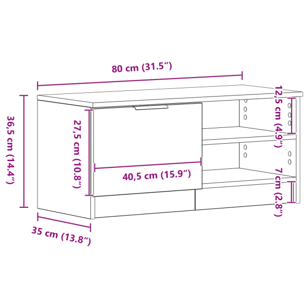 ТВ шкаф 2 pcs Черния дъб 80 x 35 x 36,5 cm Инженерно дърво