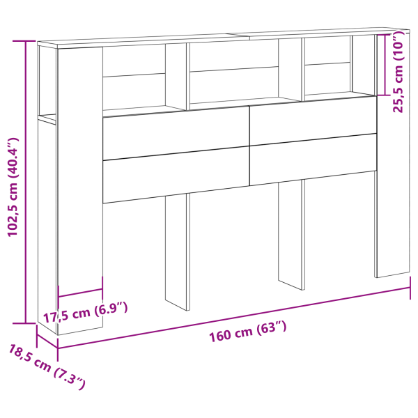 Табла за легло Черния дъб 120 x 18.5 x 102.5 см Инженерно дърво