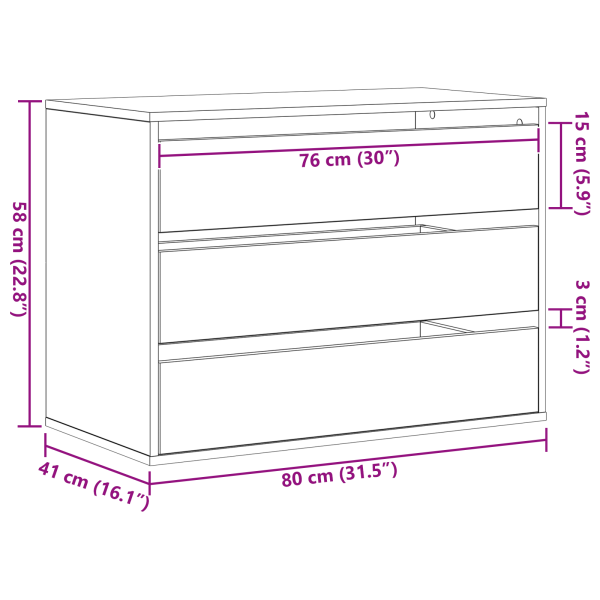 Чекмеджетен шкаф Черно 80 x 41 x 58 см Инженерно дърво