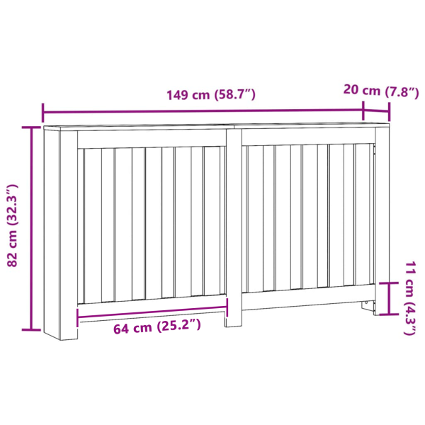 Калъф за радиатор Черния дъб 149 x 20 x 82 cm Инженерно дърво