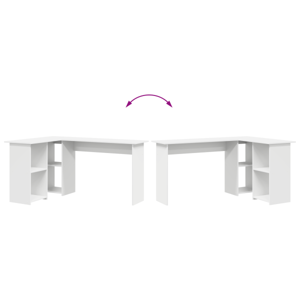 Бюро с рафт Бяло 142 x 102 x 73 см Инженерно дърво