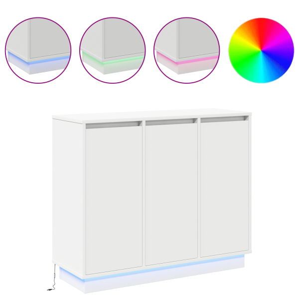 LED конзолна маса Бяло 90 х 32 х 75 см Инженерно дърво