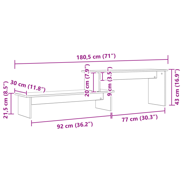 Комплект ТВ шкаф Черния дъб 180,5 x 30 x 43 см Инженерно дърво