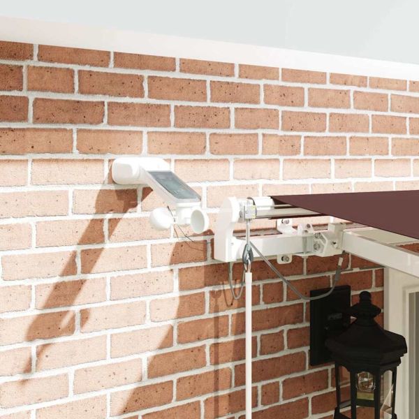 Автоматично прибираща се тента с LED, кафяв, 400x300 см