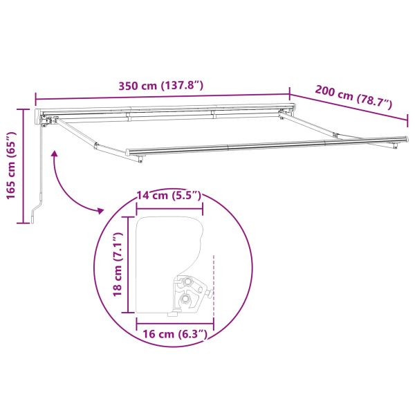 Ръчен сгъваем навес Бургундско червен 3,5 x 2 m