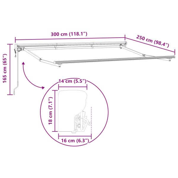 Електрически разтегателен навес Кафяво 3 x 2,5 m
