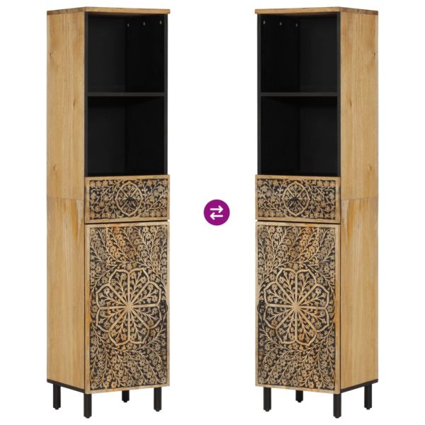 Шкаф за баня 38x33x160 см масивно мангово дърво