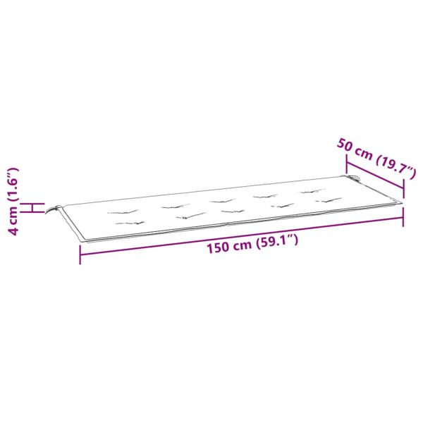 Възглавница за градинска пейка с листа 150x50x4 см оксфорд плат