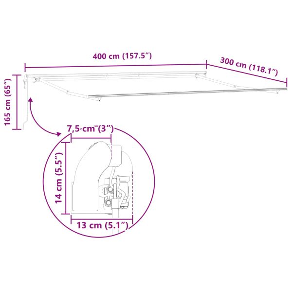 Електрически разтегателен навес Бежово 400 × 300 cm