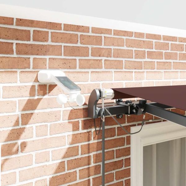 Автоматично прибираща се тента с LED, кафяв, 300x250 см