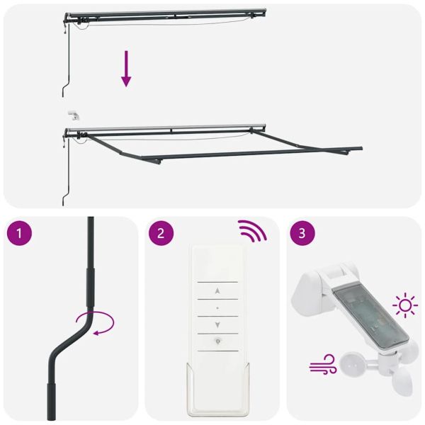 Автоматично прибираща се тента с LED, кафяв, 300x250 см