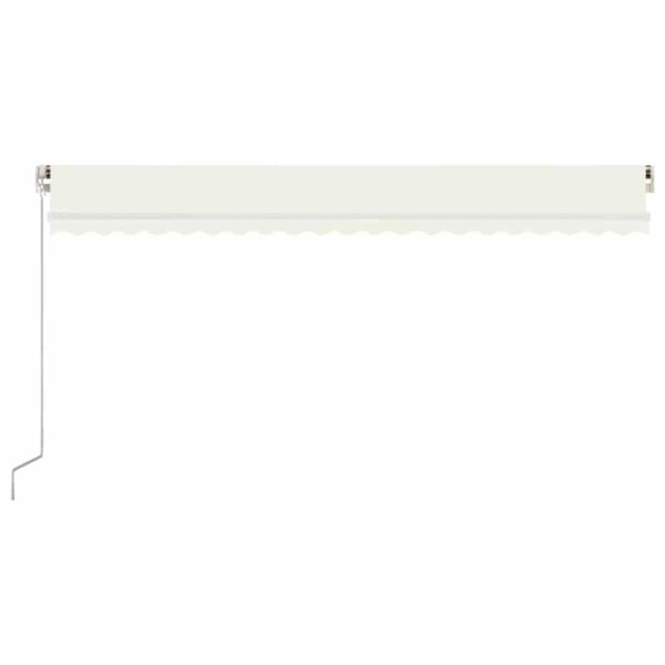 Ръчно прибиращ се сенник с LED, 500x300 см, кремав