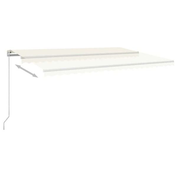 Ръчно прибиращ се сенник с LED, 500x300 см, кремав