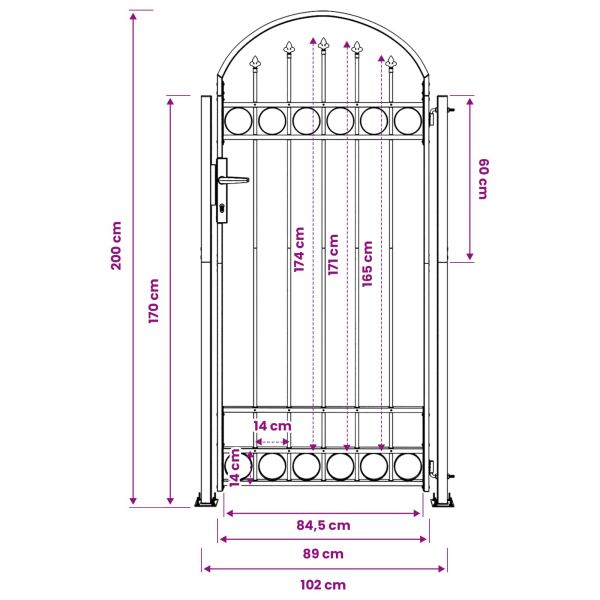 Стълб за ограда. Assen Сив 200 x 88 x 14 см Стомана