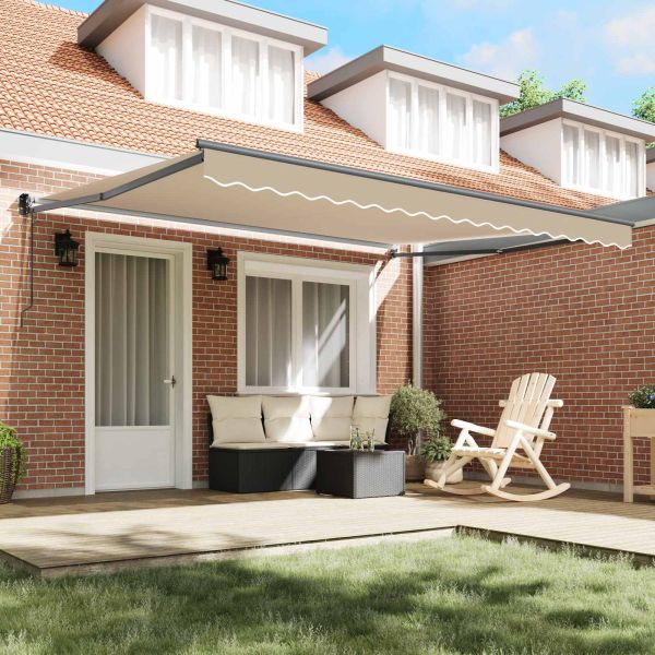Сгъваем навес Бежово 400 × 300 cm Полиестер и алуминий