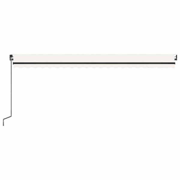 Ръчно прибиращ се сенник с LED, 500x300 см, кремав
