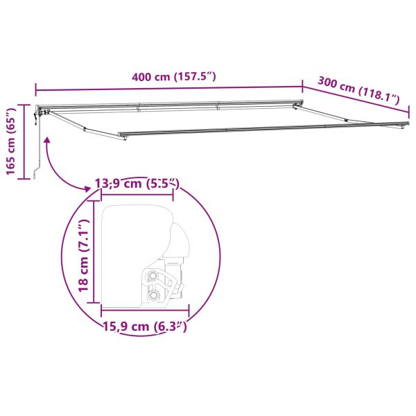 Рамка за сенник Кафяво 400 × 300 cm Полиестер с PU покритие