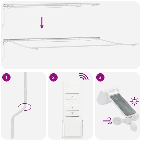 Автоматично прибираща се тента с LED, бордо, 600x300 см