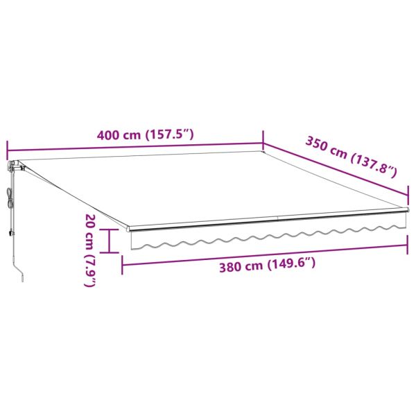 Автоматично прибираща се тента, бордо, 400x350 см