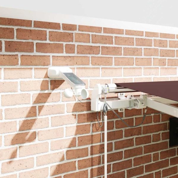 Автоматично прибираща се тента с LED, кафяв, 450x300 см