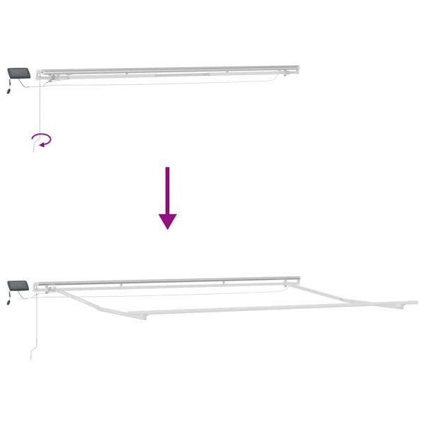 Ръчно прибираща се тента с LED, кафяв, 500x300 см