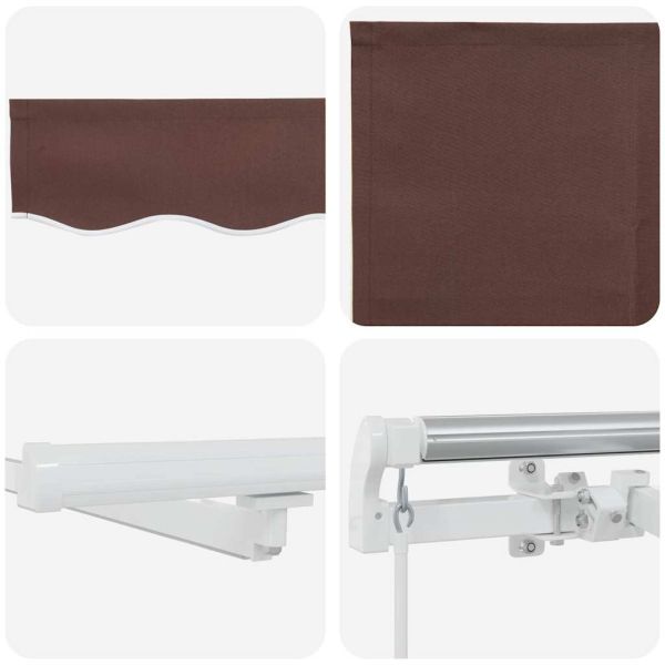 Ръчно прибираща се тента с LED, кафяв, 600x300 см