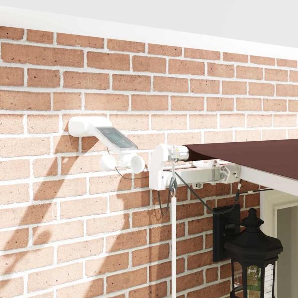 Автоматично прибираща се тента с LED, кафяв, 600x300 см