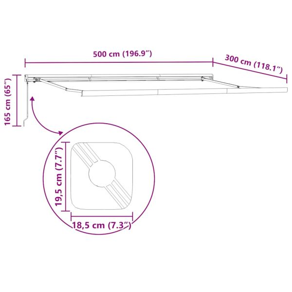 Ръчно прибиращ се сенник, кафяв, 500x300 см