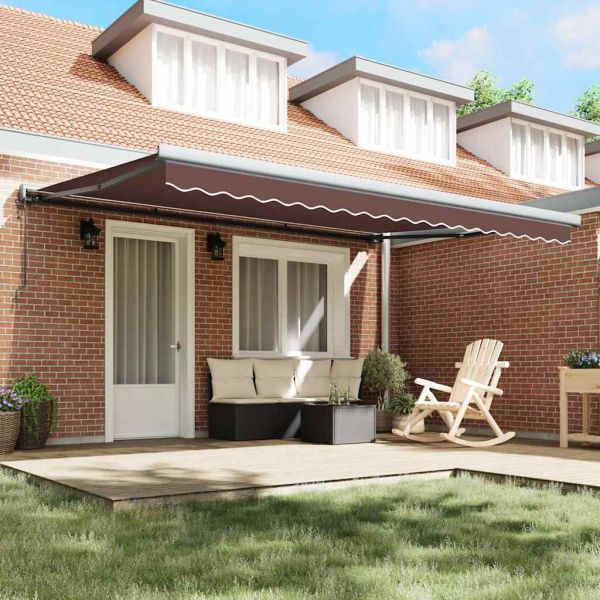 Автоматично прибираща се тента, кафяв, 450x300 см