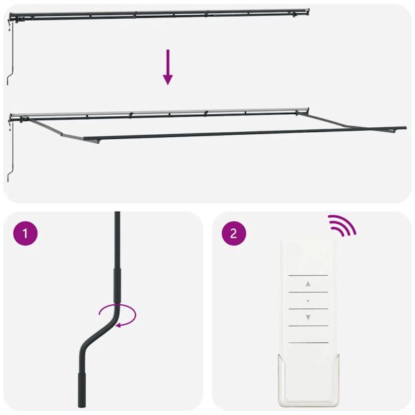 Автоматично прибираща се тента, бордо, 600x300 см