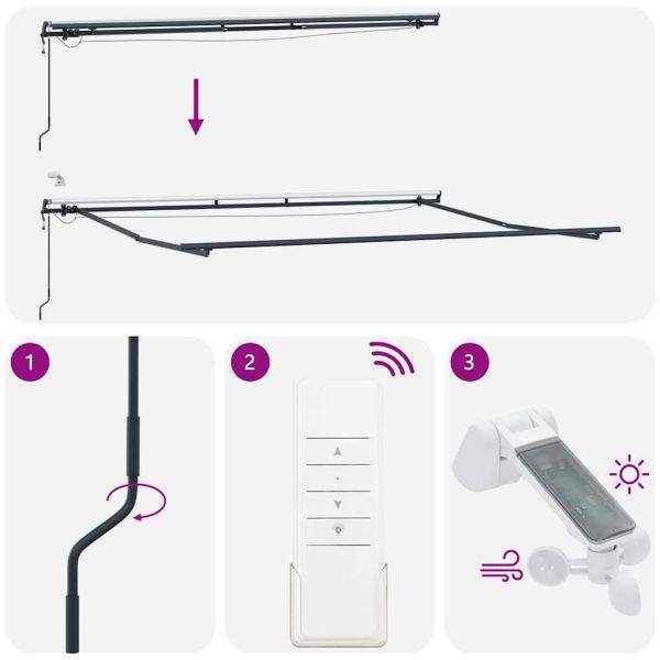 Автоматично прибираща се тента с LED, кафяв, 500x300 см