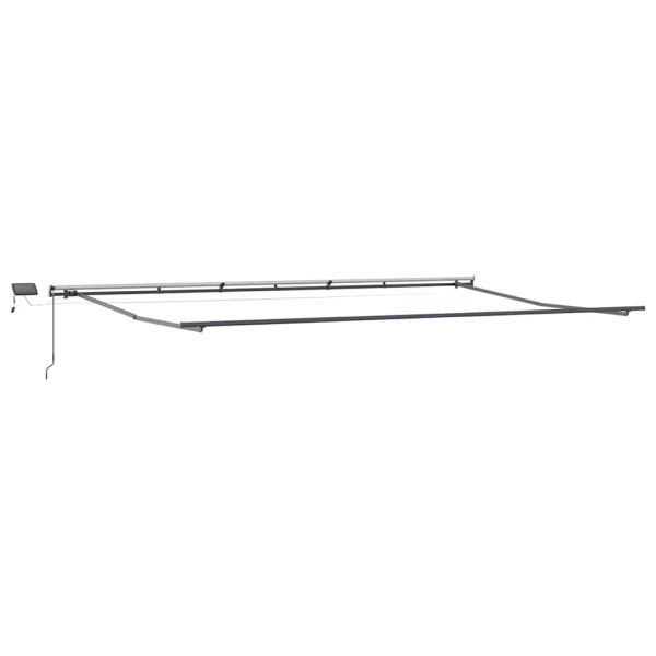 Ръчно прибираща се тента с LED, кафяв, 600x300 см