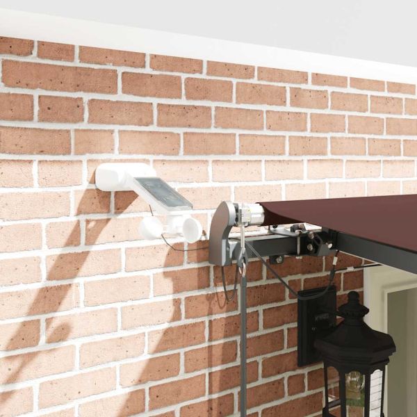 Автоматично прибираща се тента с LED, кафяв, 600x300 см