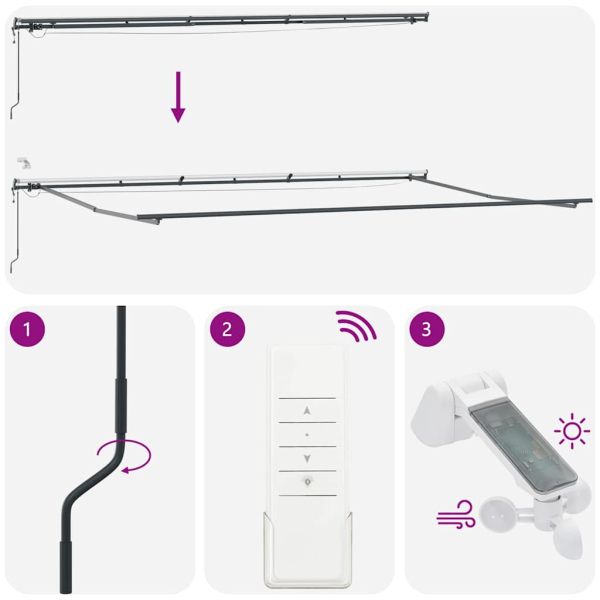 Автоматично прибираща се тента с LED, кафяв, 600x300 см