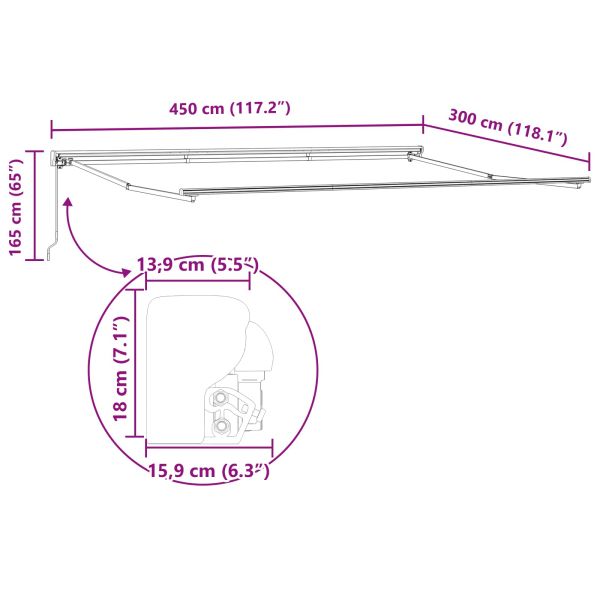 Рамка за сенник Кафяво 450 × 300 cm Полиестер с PU покритие