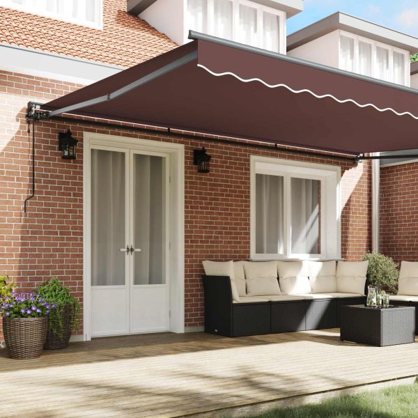 Рамка за сенник Кафяво 500 × 300 cm Полиестер с PU покритие