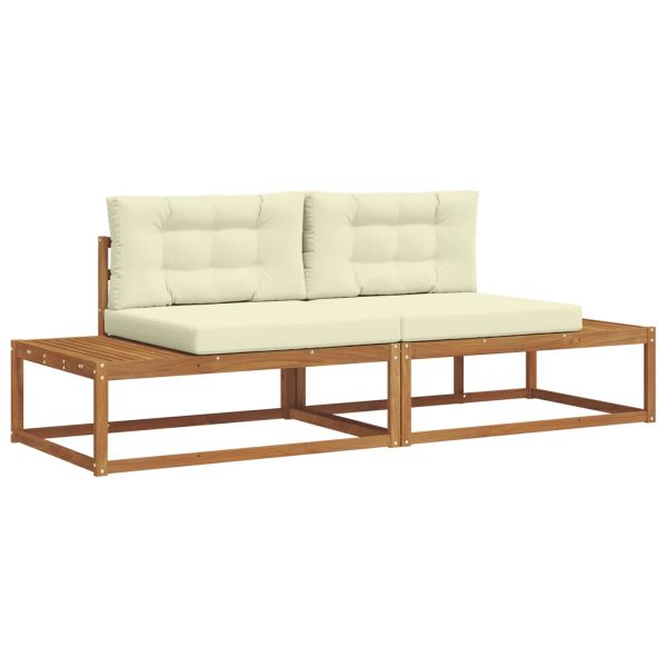 Комплект дивани за открито 2 Брой Натурален и Крема