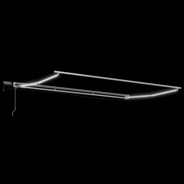 Ръчна рамка за сенник с LEDs Бежов и бял 4,5 × 3,5 m