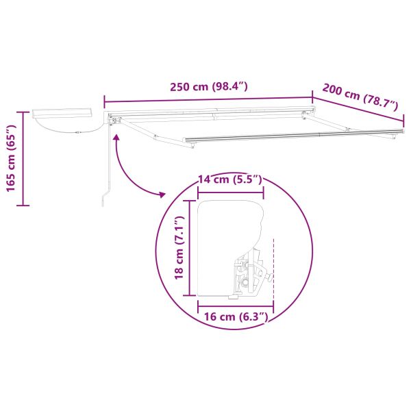 Електрически разтегателен навес Бордо и Бяло 2,5 x 2 m