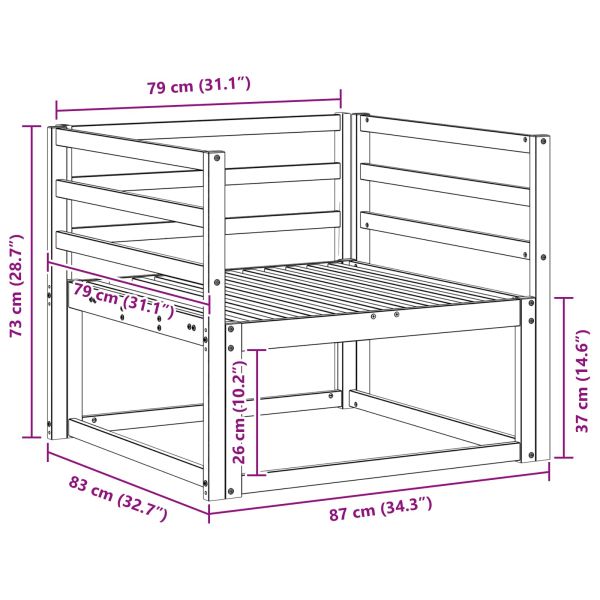 Среден диван за открито Солидно акациево дърво Естествен